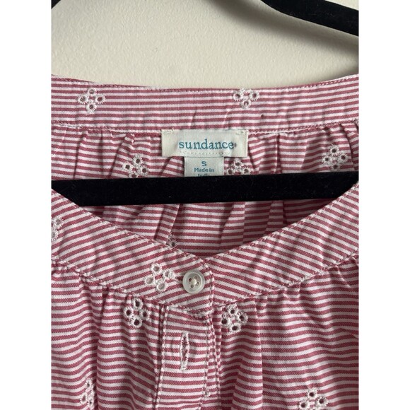 Sundance Womens Small Top Eyelet Embroidered Red Pink White Nautical‎ Coastal - Picture 3 of 5